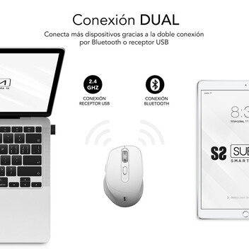 Subblim Comfort Ergo Dual Ratón Ergonómico Inalámbrico para Diestros 2400 DPI Blanco Subblim Comfort Ergo Dual Ratón Ergonómico Inalámbrico para Diestros 2400 DPI Blanco