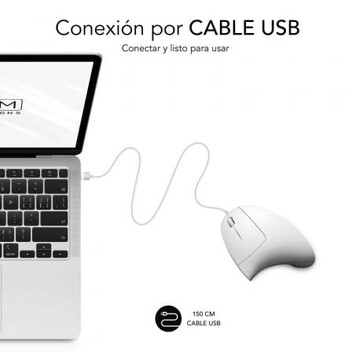 Ratón SUBBLIM con cable 1600 DPI Silent Click ergonómico vertical 6 botones blanco