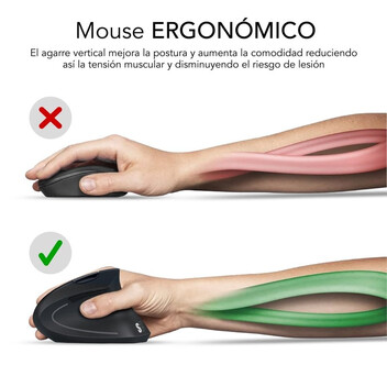 Subblim Glide Vertical Ergo Dual Ratón Vertical Ergonómico Inalámbrico para Diestros 1600 DPI Negro Subblim Glide Vertical Ergo Dual Ratón Vertical Ergonómico Inalámbrico para Diestros 1600 DPI Negro