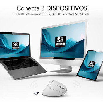 Subblim Glide Vertical Ergo Dual Ratón Vertical Ergonómico Inalámbrico para Diestros 1600 DPI Blanco Subblim Glide Vertical Ergo Dual Ratón Vertical Ergonómico Inalámbrico para Diestros 1600 DPI Blanco
