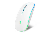 Subblim LED Dual Flat Mouse Ratón Óptico Inalámbrico RGB 1600DPI Blanco