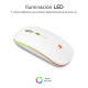 Subblim LED Dual Flat Mouse Ratón Óptico Inalámbrico RGB 1600DPI Blanco