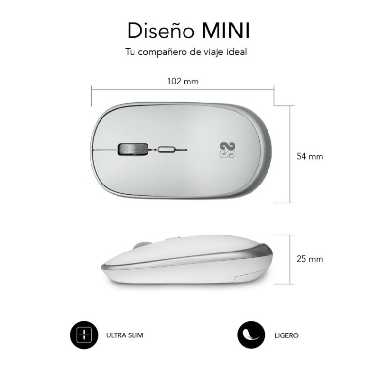 Subblim Wireless Mini Mouse Ratón Óptico Inalámbrico Blanco