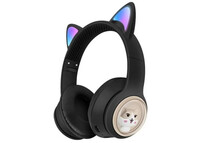 Kinsi AKZ-02 Auriculares Inalámbricos Orejas de Gato RGB Negros