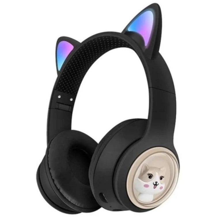 Kinsi AKZ-02 Auriculares Inalámbricos Orejas de Gato RGB Negros