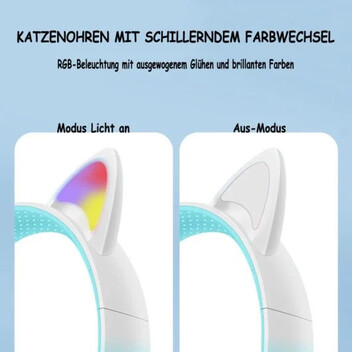 Kinsi AKZ-02 Auriculares Inalámbricos Orejas de Gato RGB Azules Kinsi AKZ-02 Auriculares Inalámbricos Orejas de Gato RGB Azules