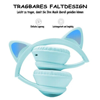 Kinsi AKZ-02 Auriculares Inalámbricos Orejas de Gato RGB Azules Kinsi AKZ-02 Auriculares Inalámbricos Orejas de Gato RGB Azules