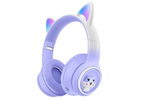 Kinsi AKZ-02 Auriculares Inalámbricos Orejas de Gato RGB Morados
