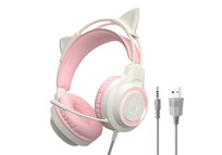 Kinsi SY-G35 Auriculares Gaming RGB con Orejas Rosa Kinsi SY-G35 Auriculares Gaming RGB con Orejas Rosa