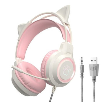Kinsi SY-G35 Auriculares Gaming RGB con Orejas Rosa Kinsi SY-G35 Auriculares Gaming RGB con Orejas Rosa