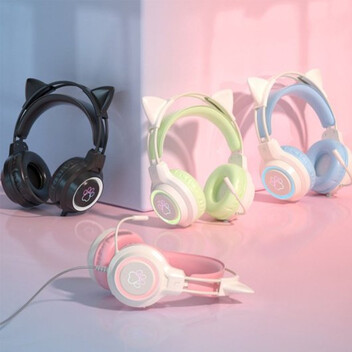 Kinsi SY-G35 Auriculares Gaming RGB con Orejas Rosa Kinsi SY-G35 Auriculares Gaming RGB con Orejas Rosa