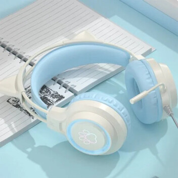 Kinsi SY-G35 Auriculares Gaming RGB con Orejas Azul Kinsi SY-G35 Auriculares Gaming RGB con Orejas Azul