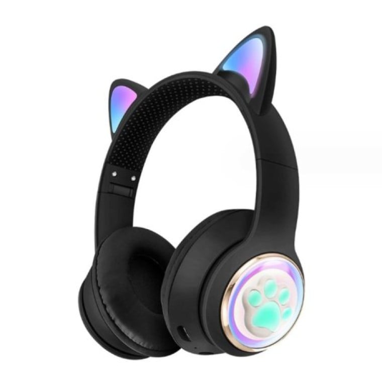 Kinsi AKZ-62 Auriculares Inalámbricos Orejas de Gato RGB Negros