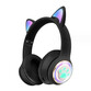 Kinsi AKZ-62 Auriculares Inalámbricos Orejas de Gato RGB Negros