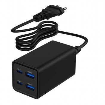 Fuente de Alimentación Gembird 65W GaN Alta Eficiencia TA-UC-2A2C-PD65-01-BK 4 P