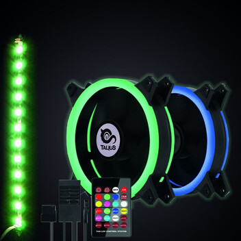 Talius Siroko Kit 2 Ventiladores 120mm Doble Aro RGB + Tira LED + Control Remoto Talius Siroko Kit 2 Ventiladores 120mm Doble Aro RGB + Tira LED + Control Remoto
