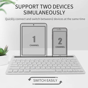 Klack Teclado Multidispositivo Recargable Bluetooth de 2 Canales en Español (Incluye Ñ) Blanco Klack Teclado Multidispositivo Recargable Bluetooth de 2 Canales en Español (Incluye Ñ) Blanco