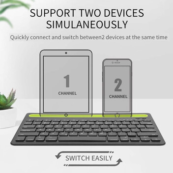 Klack Teclado Multidispositivo Recargable Bluetooth de 2 Canales en Español (Incluye Ñ) Negro Klack Teclado Multidispositivo Recargable Bluetooth de 2 Canales en Español (Incluye Ñ) Negro