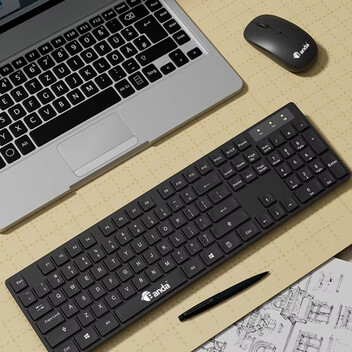 Klack K10C Teclado y Ratón Inalámbricos de Tamaño Completo 104 Teclas Español (Incluye Ñ) Negro