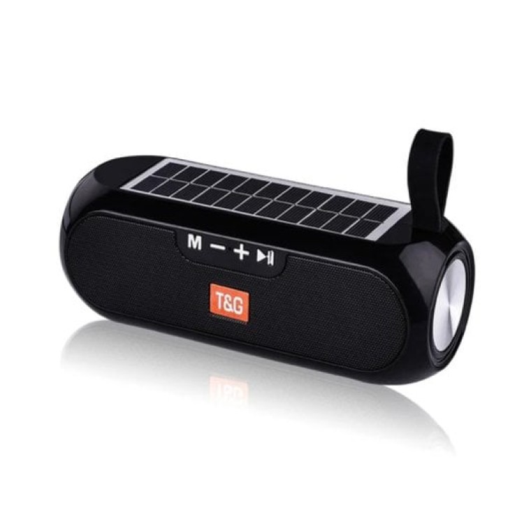 Klack TG-182 Altavoz Bluetooth Estéreo con Carga Solar Resistente al Agua AUX/Radio FM Negro