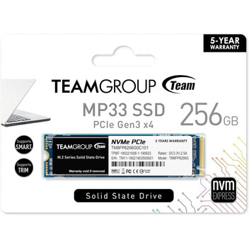 Disco Duro Team Group MP33 256GB SSD M.2 PCI Express 3.0 NVMe 3D NAND Disco Duro Team Group MP33 256GB SSD M.2 PCI Express 3.0 NVMe 3D NAND