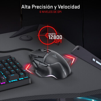Tempest Phantom Strike Black Edition Ratón Gaming 12.800 DPI Gris