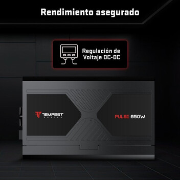 Fuente Alimentación Tempest Pulse PSU 650W Cybenetics Silver ATX 3.1 Fuente de Alimentación Negra