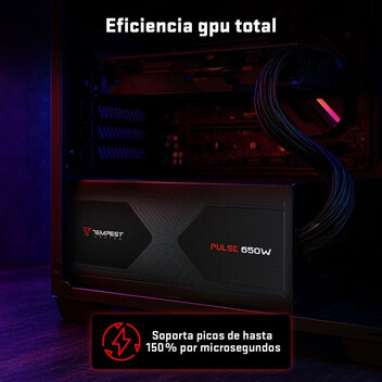 Fuente Alimentación Tempest Pulse PSU 650W Cybenetics Silver ATX 3.1 Fuente de Alimentación Negra