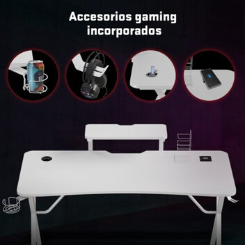 Tempest Haven White Mesa Gaming 120x60cm RGB Blanca Tempest Haven White Mesa Gaming 120x60cm RGB Blanca