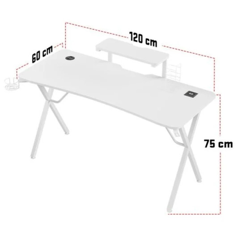 Tempest Haven White Mesa Gaming 120x60cm RGB Blanca