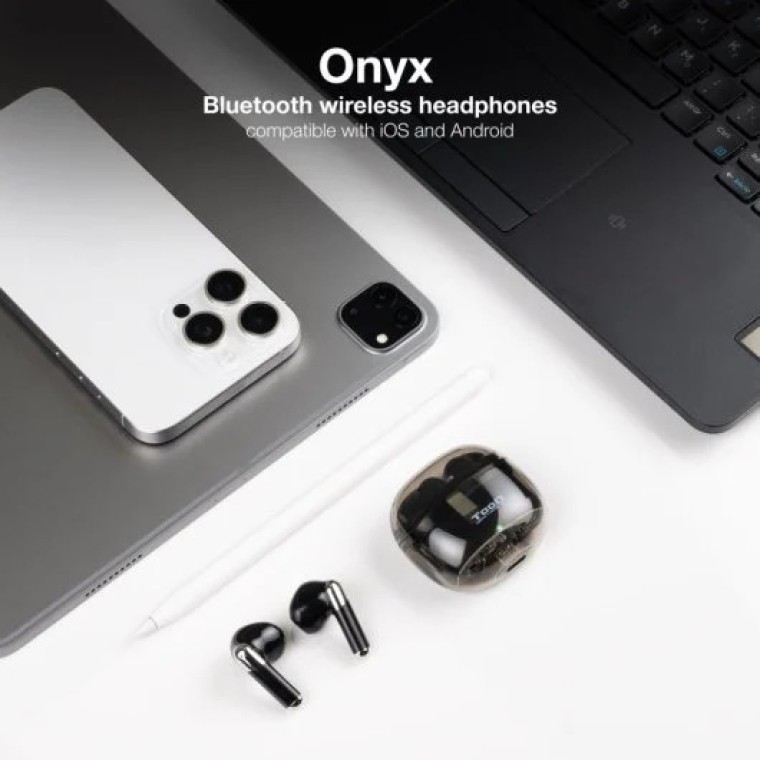 TooQ Onyx TQBWH-0054B Auriculares Inalámbricos Bluetooth con Estuche de Carga Negros