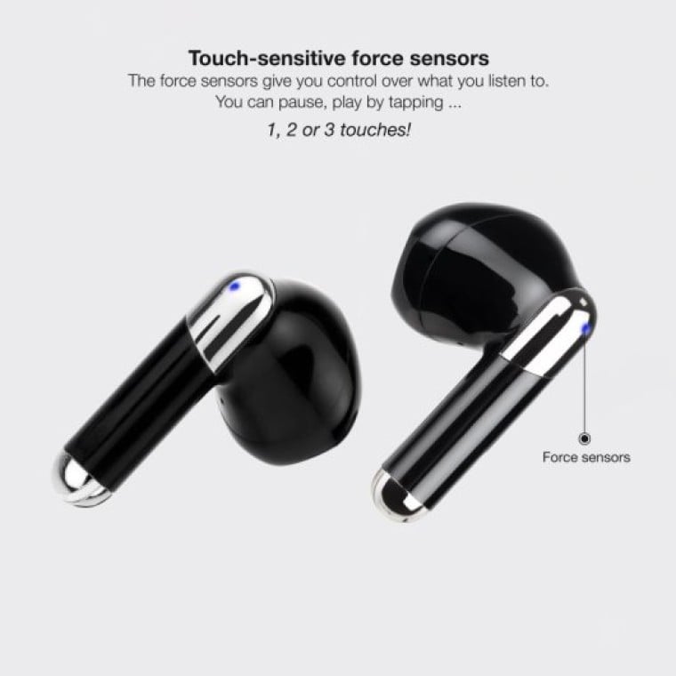 TooQ Onyx TQBWH-0054B Auriculares Inalámbricos Bluetooth con Estuche de Carga Negros