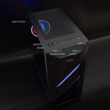 Torre PC TooQ TQGCC102-B Biohazard Cristal Templado USB 3.0 Negra
