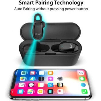 Iluv TrueBTAir Auriculares Bluetooth 5.0 con Carga Inalámbrica IPX4 Negros Iluv TrueBTAir Auriculares Bluetooth 5.0 con Carga Inalámbrica IPX4 Negros