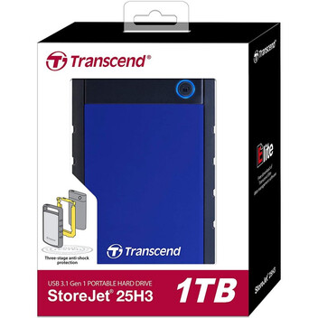 Disco Duro Transcend StoreJet 25H3 2.5" 1TB USB 3.1 Azul