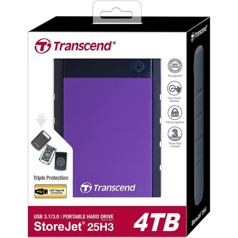 Transcend StoreJet 25H3 4TB 2.5" USB 3.1 Morado