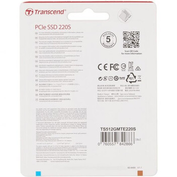 Transcend MTE220S SSD 512GB M.2 NVMe PCIe Gen3 x4 Transcend MTE220S SSD 512GB M.2 NVMe PCIe Gen3 x4