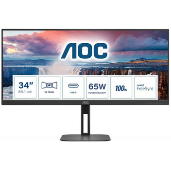 AOC V5 U34V5C/BK 34" LCD UltraWide QHD 100Hz FreeSync USB-C