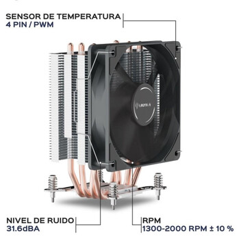Ventilador CPU Refrigeración Aire UNYKAch Socket AM4 LGA1700 120mm UNYCOOL H40 PWM Compacta Ventilador CPU Refrigeración Aire UNYKAch Socket AM4 LGA1700 120mm UNYCOOL H40 PWM Compacta
