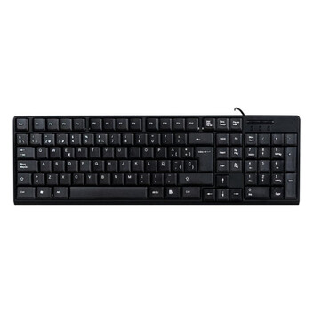 Teclado de membrana Negro Layout Español con ratón óptico 1200 DPI USB Kit oficina