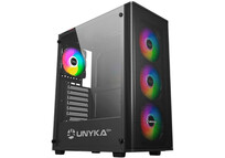 Torre PC UNYkach Mir 100 Caja ATX Gaming Cristal Templado Lateral y 4 Ventiladores ARGB Negra