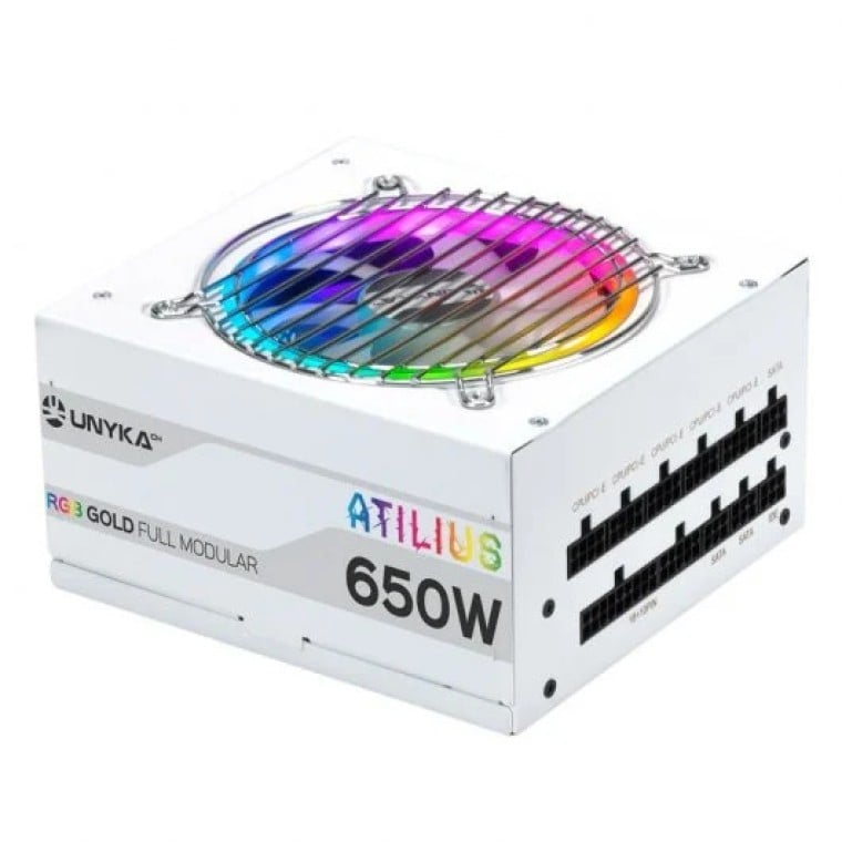 UNYKAch Atilius RGB Fuente de Alimentación 650W Eficiencia 90% Full Modular Blanca