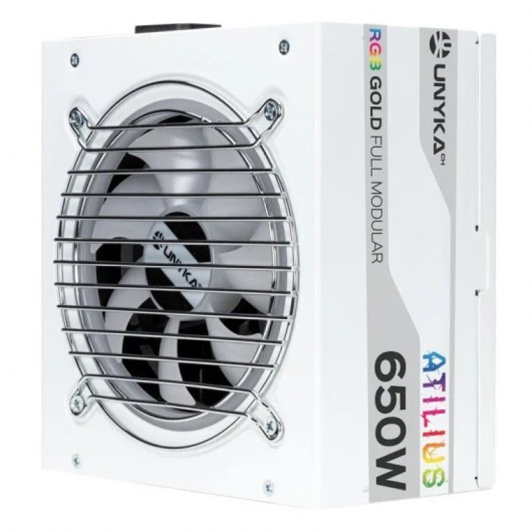 UNYKAch Atilius RGB Fuente de Alimentación 650W Eficiencia 90% Full Modular Blanca