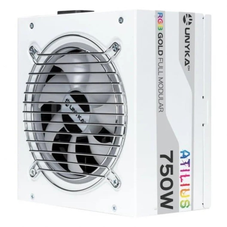 UNYKAch Atilius RGB Fuente de Alimentación 750W Eficiencia 90% Full Modular Blanca