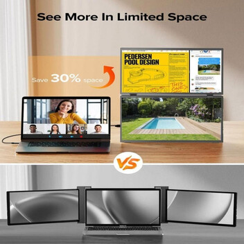 Monitor portátil UPERFECT Plegable Triple Pantalla, Rotación 360°, sRGB 100%, VESA, USB-C Monitor portátil UPERFECT Plegable Triple Pantalla, Rotación 360°, sRGB 100%, VESA, USB-C