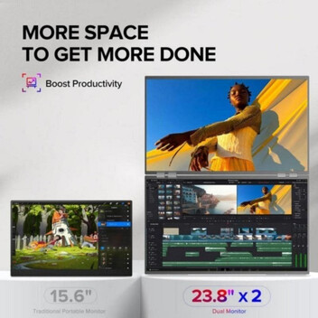 Monitor Uperfect Dual UP23860S 23.8" IPS FullHD 100Hz Doble Pantalla Rotación 360°