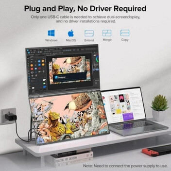Monitor Uperfect Dual UP23860S 23.8" IPS FullHD 100Hz Doble Pantalla Rotación 360°