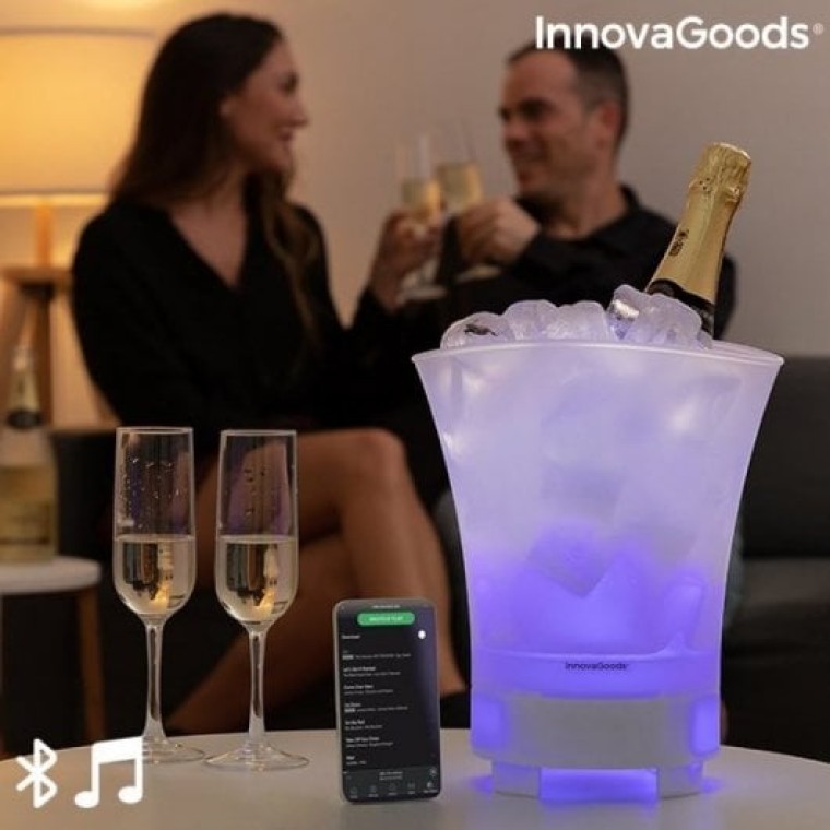 InnovaGoods Sonice Cubitera LED con Altavoz 5W