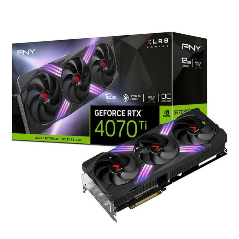 PNY GeForce RTX 4070 Ti XLR8 Gaming VERTO EPIC-X RGB Overclocked Triple Fan 12GB GDDR6X DLSS3