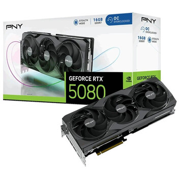 Tarjeta Gráfica PNY GeForce RTX 5080 Overclocked Triple Fan 16GB GDDR7 Reflex 2 RTX AI DLSS4